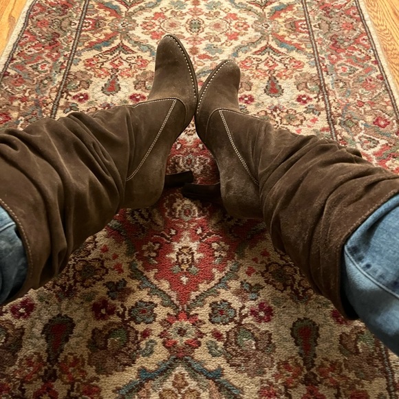 Coach brown Suede and leather 3 inch heel boots size 8.5 - Picture 9 of 14